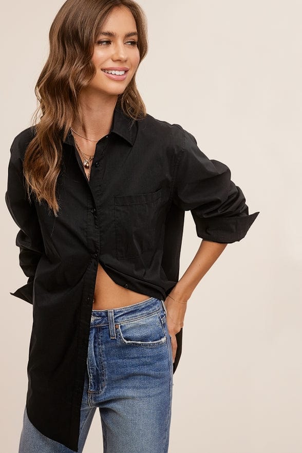 La Miel La Miel Button Down Poplin Shirt in Midnight - Little Miss Muffin Children & Home