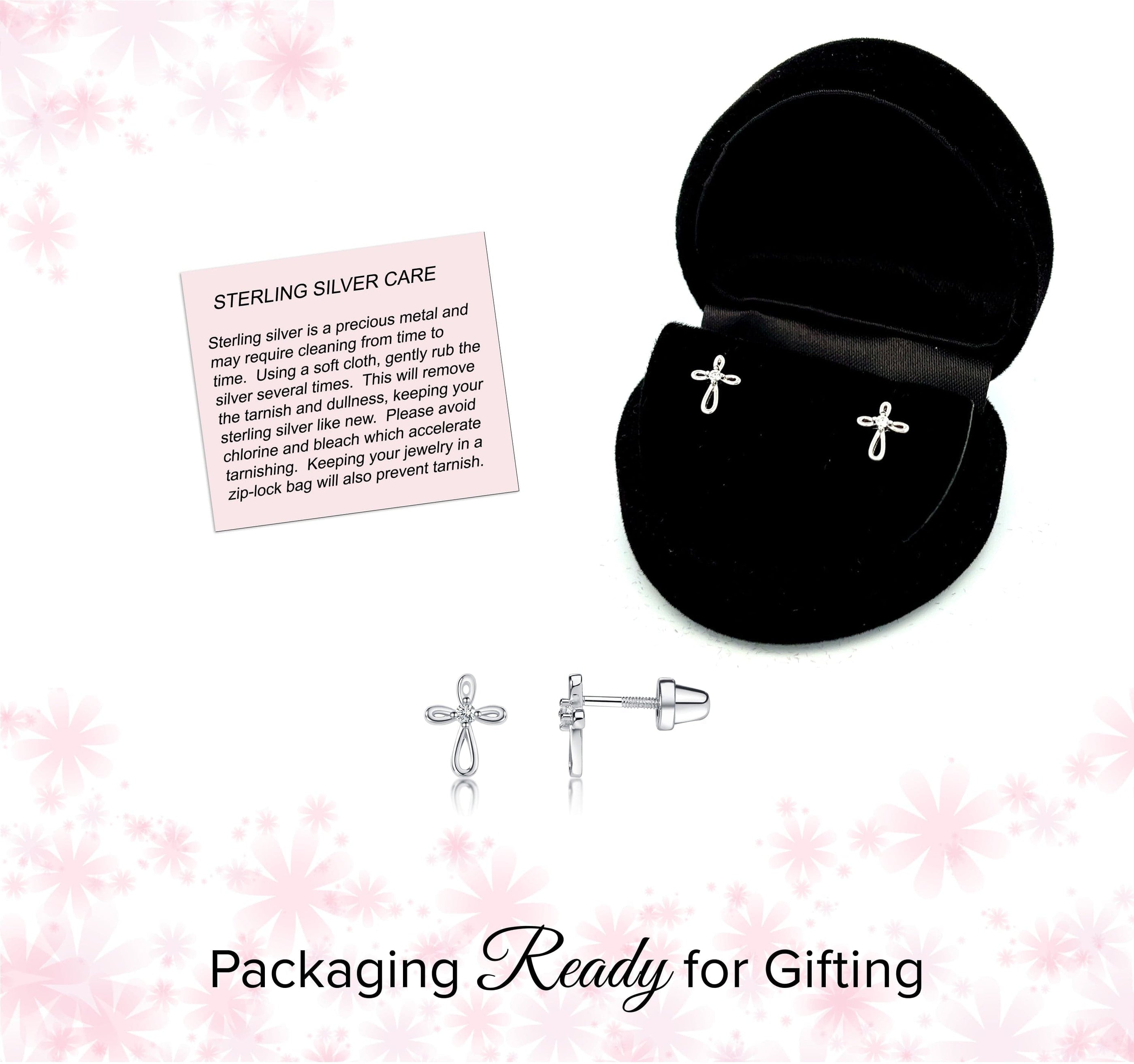 Cherished Moments Cherished Moments Sterling Silver Screw-Back Infinity Cross Earrings - Little Miss Muffin Children & Home