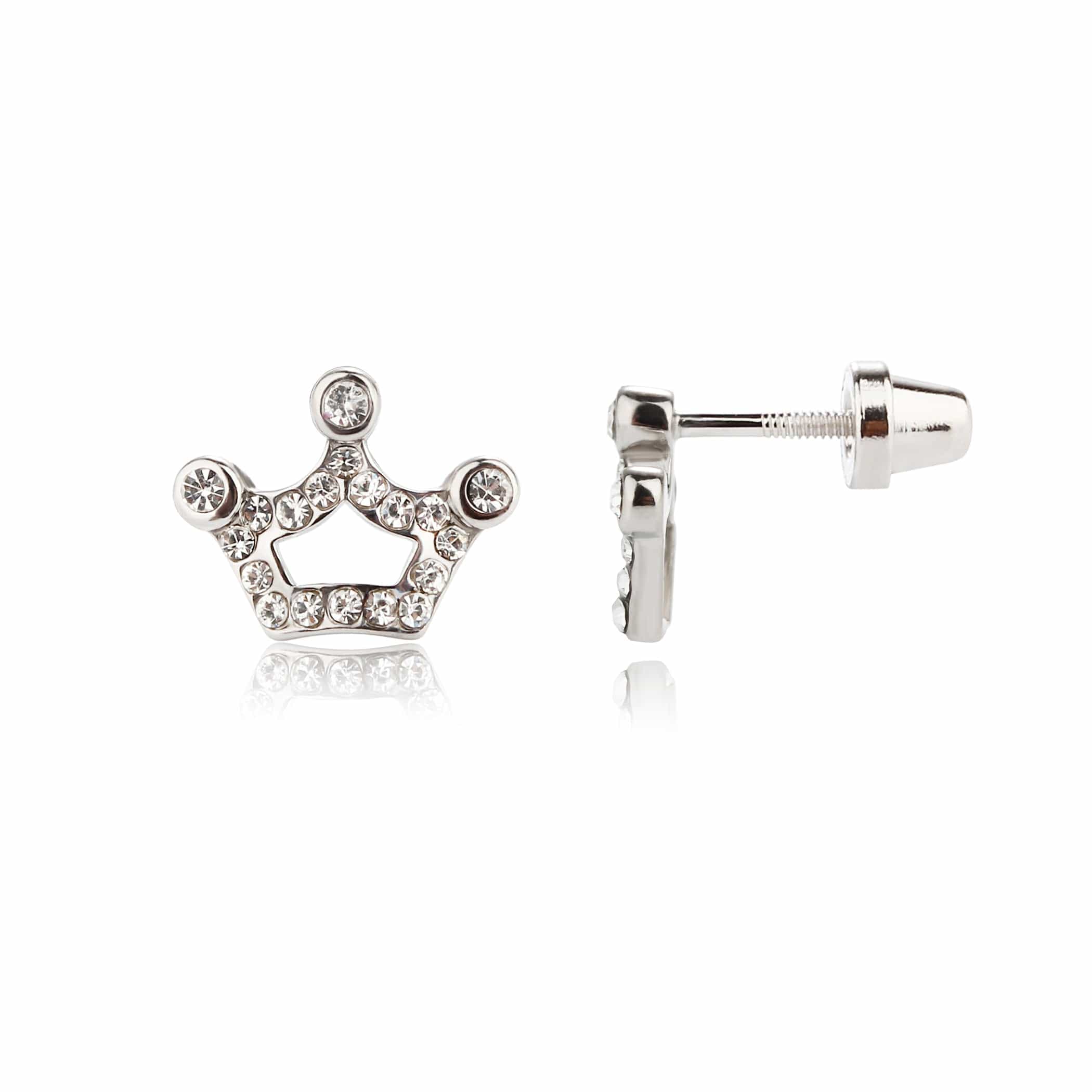 sterling silver cubic zirconia princess tiara crown earrings
