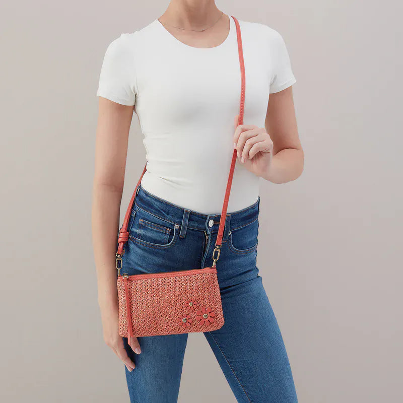 Darcy Crossbody Woven Straw Wild Rose