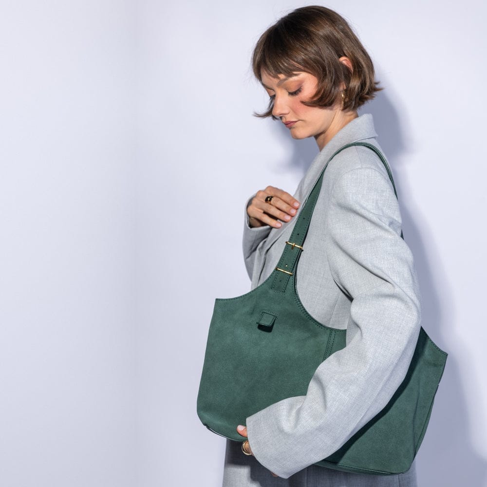Atlas Tote Suede Leather - Pine Needle