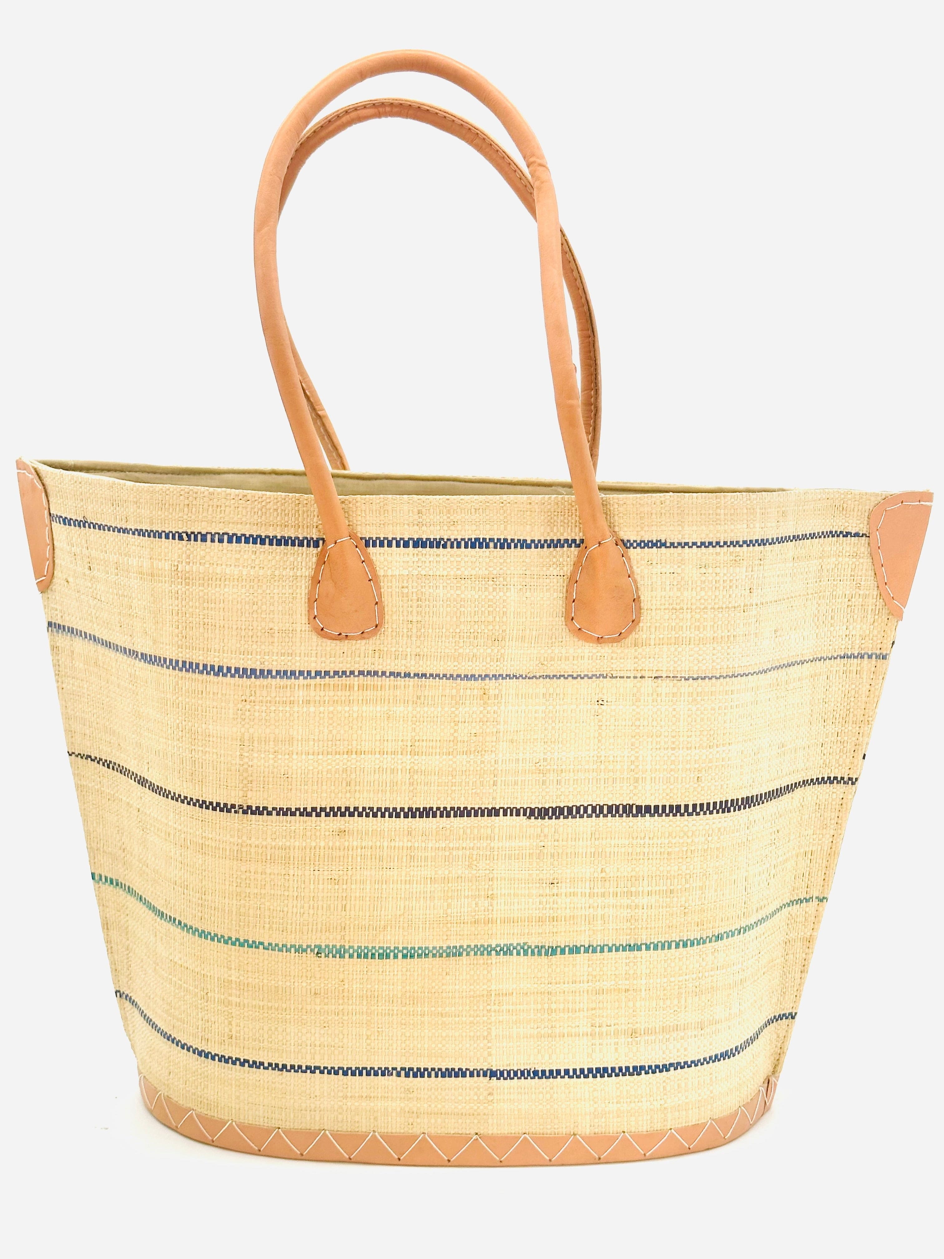 Shebobo Shebobo Blues Santa Cruz Pinstripes Small Straw Tote Bag - Little Miss Muffin Children & Home