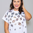 Scattered Football Women's Sequin Design White Cuff Sleeve
