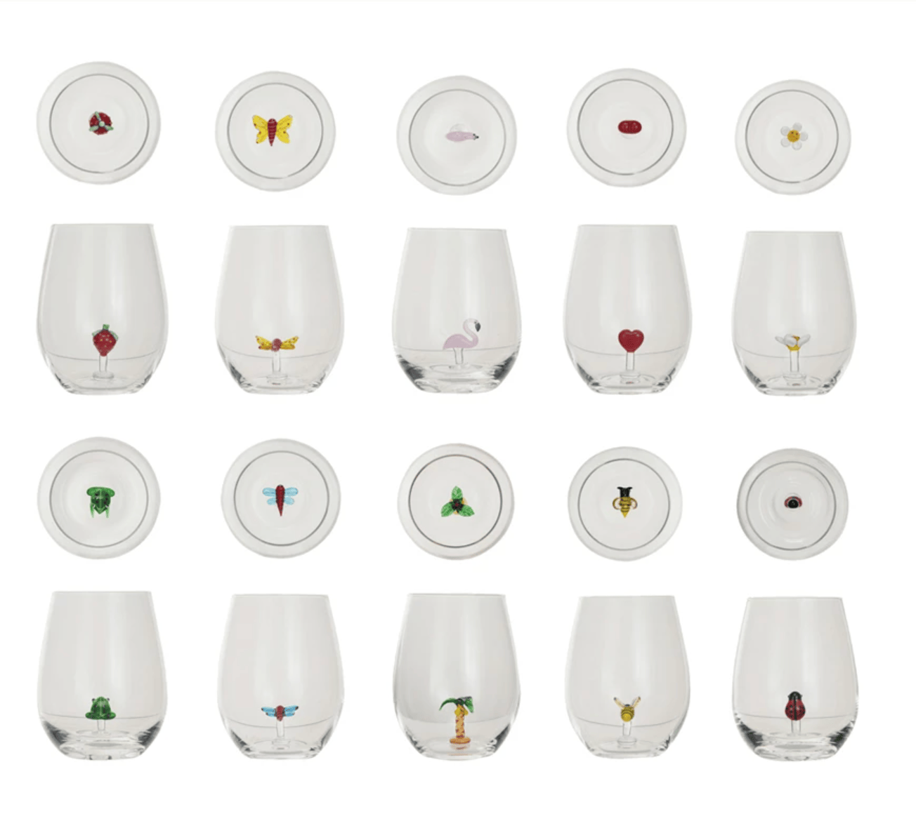 Stemless Wine Glass with Figure Inside, 10 Available Styles