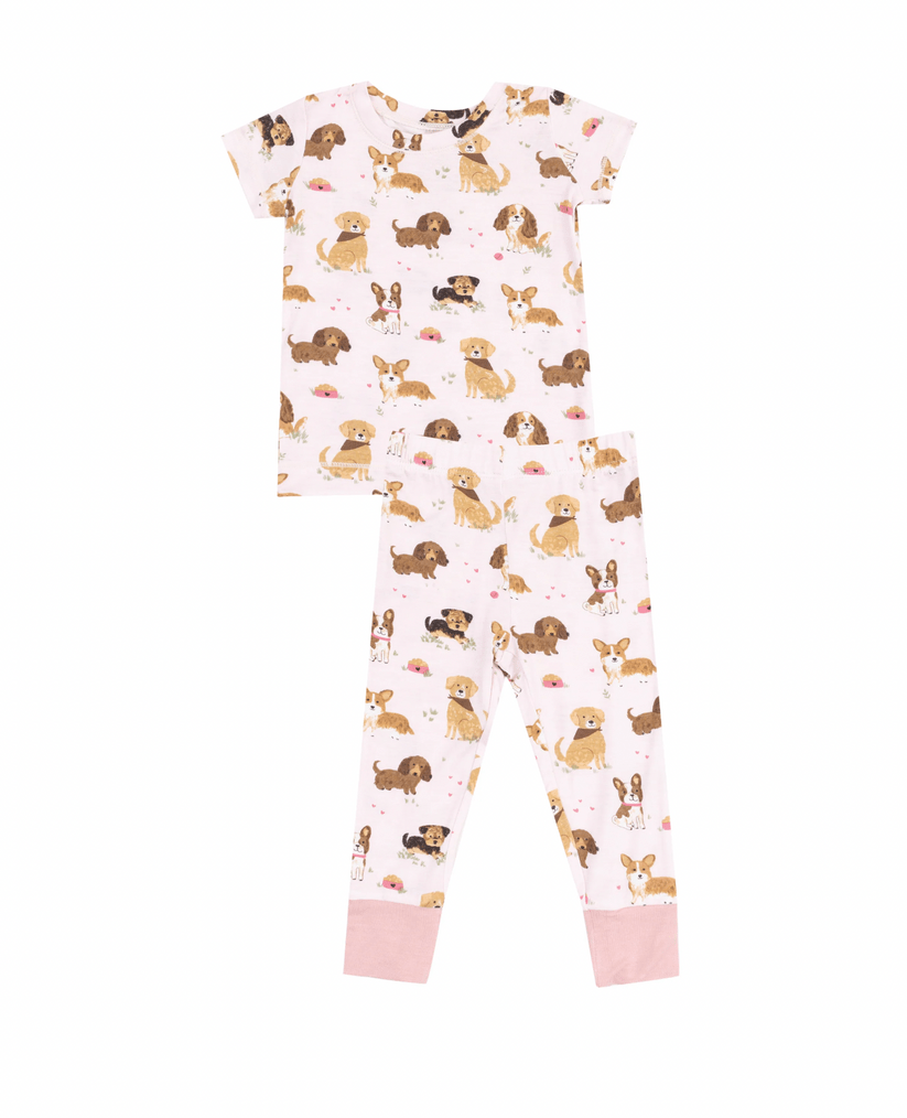Angel Dear Angel Dear Best Friend Dogs Pink Short Sleeve Loungewear Set - Little Miss Muffin Children & Home