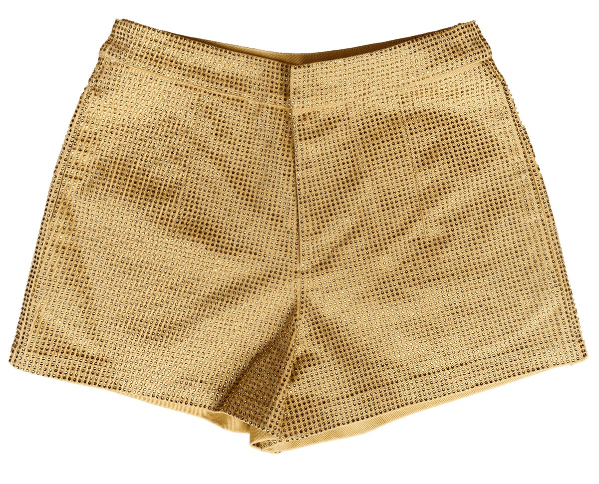 Sparkle City Sparkle City Gold Denim Rhinestone Shorts - Little Miss Muffin Children & Home