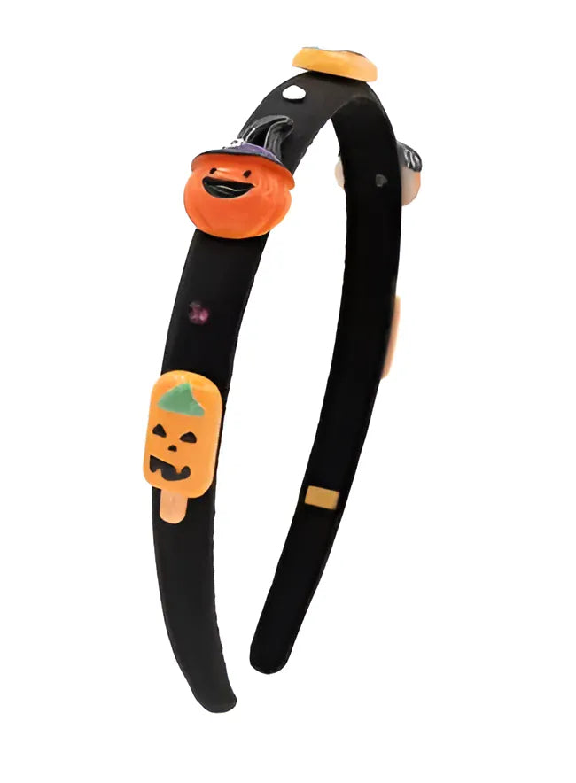 Girls' crystallized Halloween charm satin headband