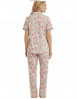 Ivory Pink Floral Print Cotton Pajama Set in Bag