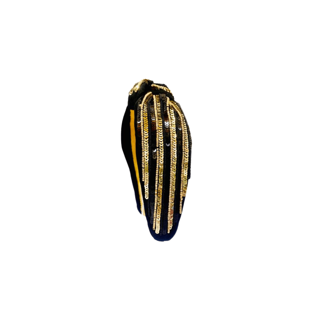 Golden Lily Golden Lily Knot Headband Sequin Stripe Black and Gold - Little Miss Muffin Children & Home