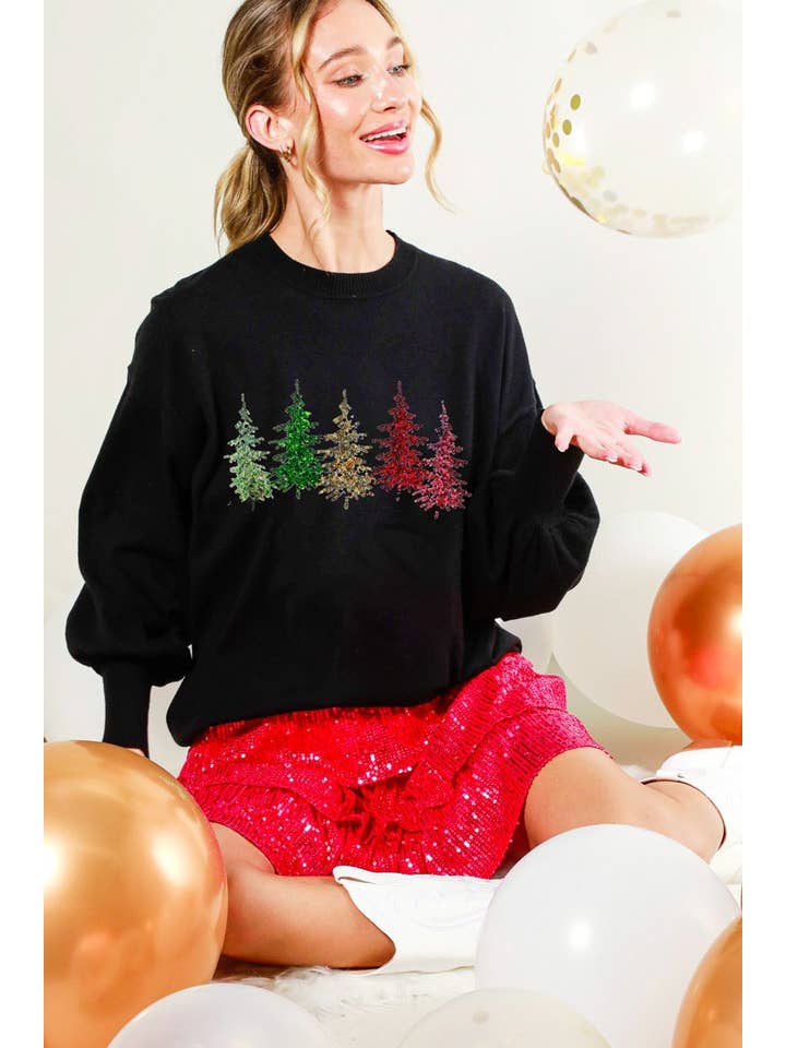 sequin black christmas sweater