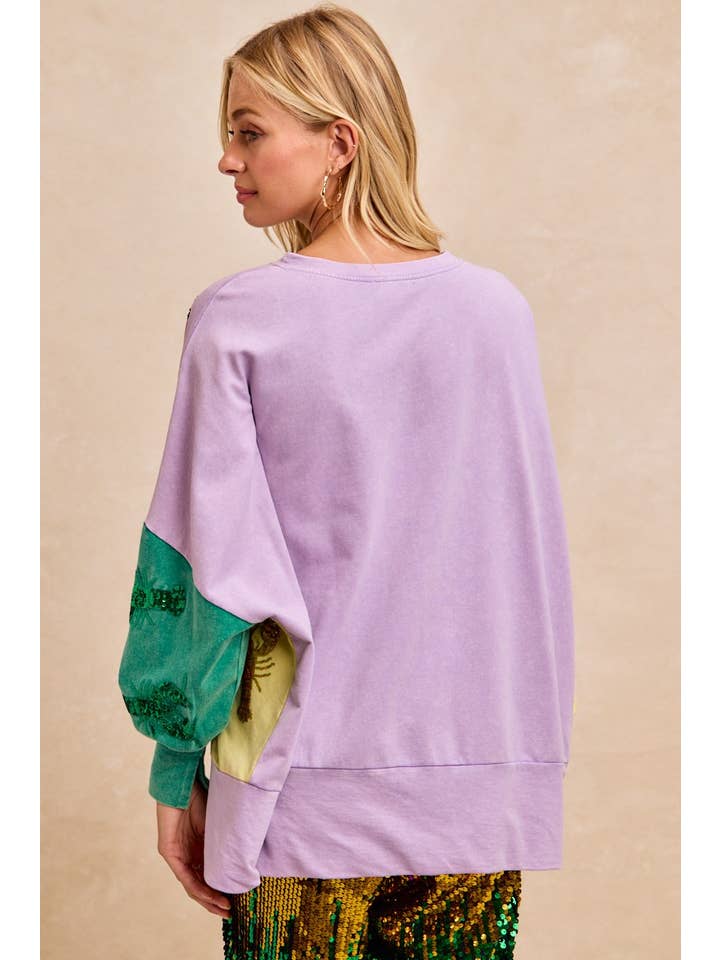 multi color sequin crawfish sweater