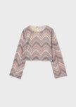 Girls sequin chevron long sleeve top 