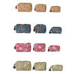 Set of 3 Floral Pattern Quilted Cotton Voile Block Zip Pouches with Interior Lining, 4 Available Colors