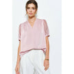 Sheer Sleeve Satin V-Neck Blouse