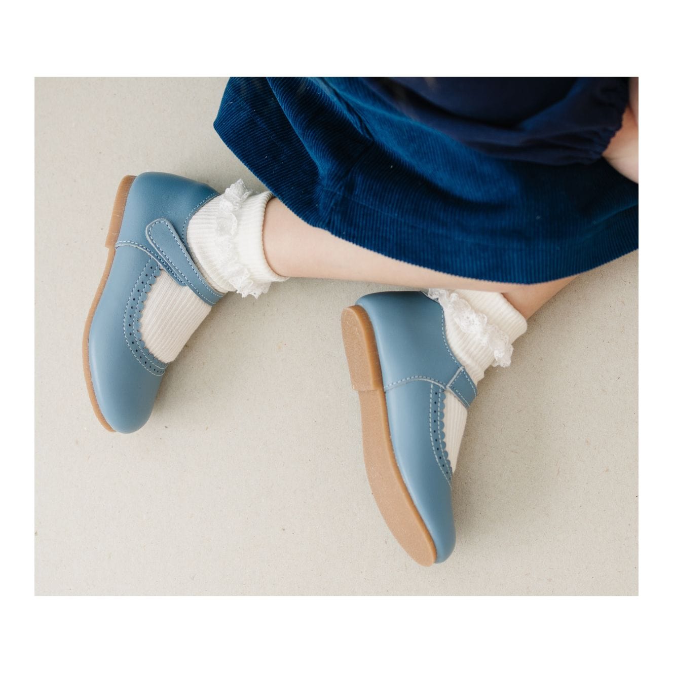 L'Amour Shoes L'Amour Lucille Scalloped Flat in French Blue - Little Miss Muffin Children & Home