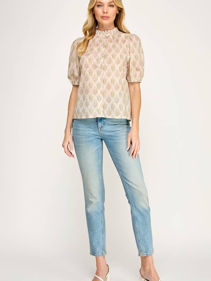 Short Sleeve Floral Blouse