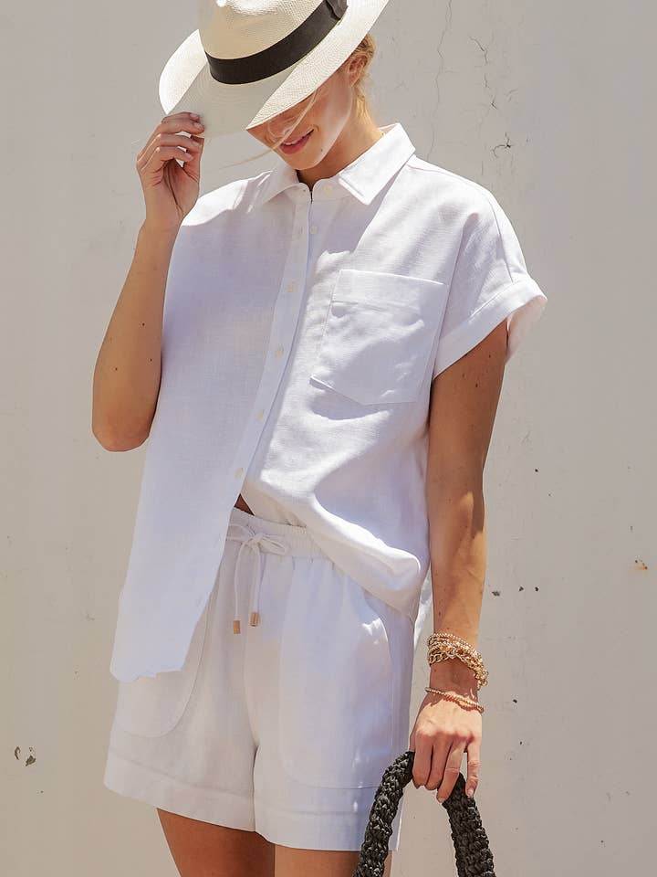 Short Sleeve Linen Button Down Shirt