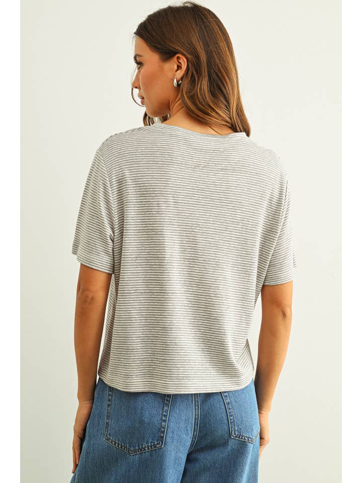 Short Sleeve Striped T-Shirt in Grey