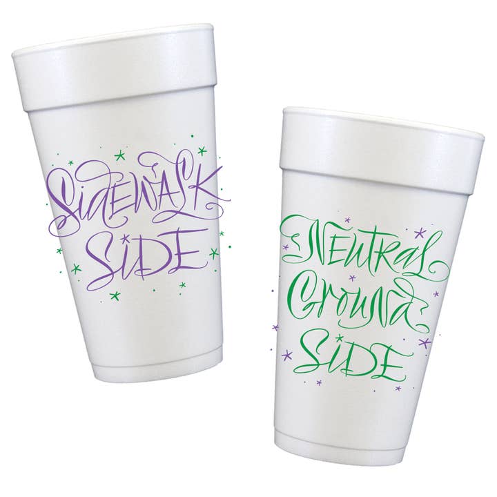 Sidewalk Side and Natural Ground Side Styrofoam Cups