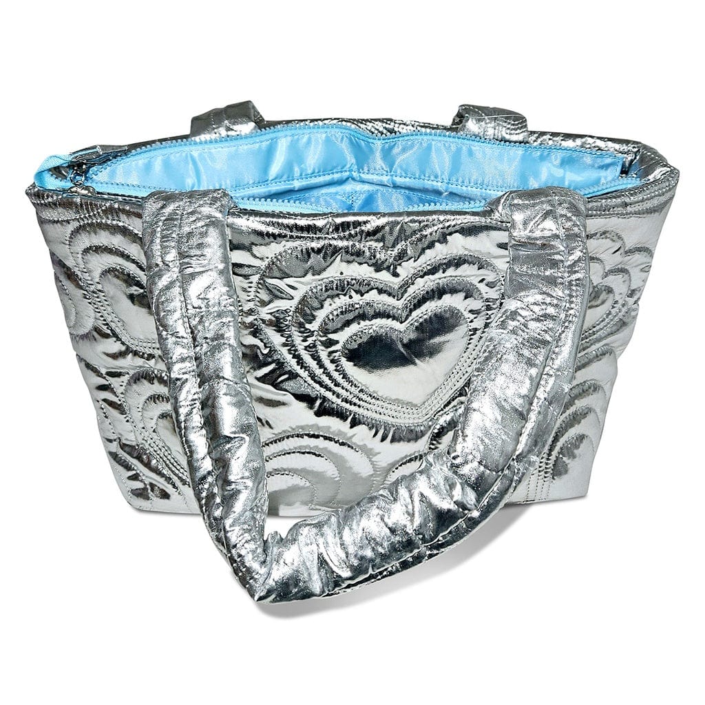 iScream iScream Silver Shining Heart Puffy Overnight Bag - Little Miss Muffin Children & Home