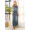 Sleeveless Button Front Denim Maxi Dress