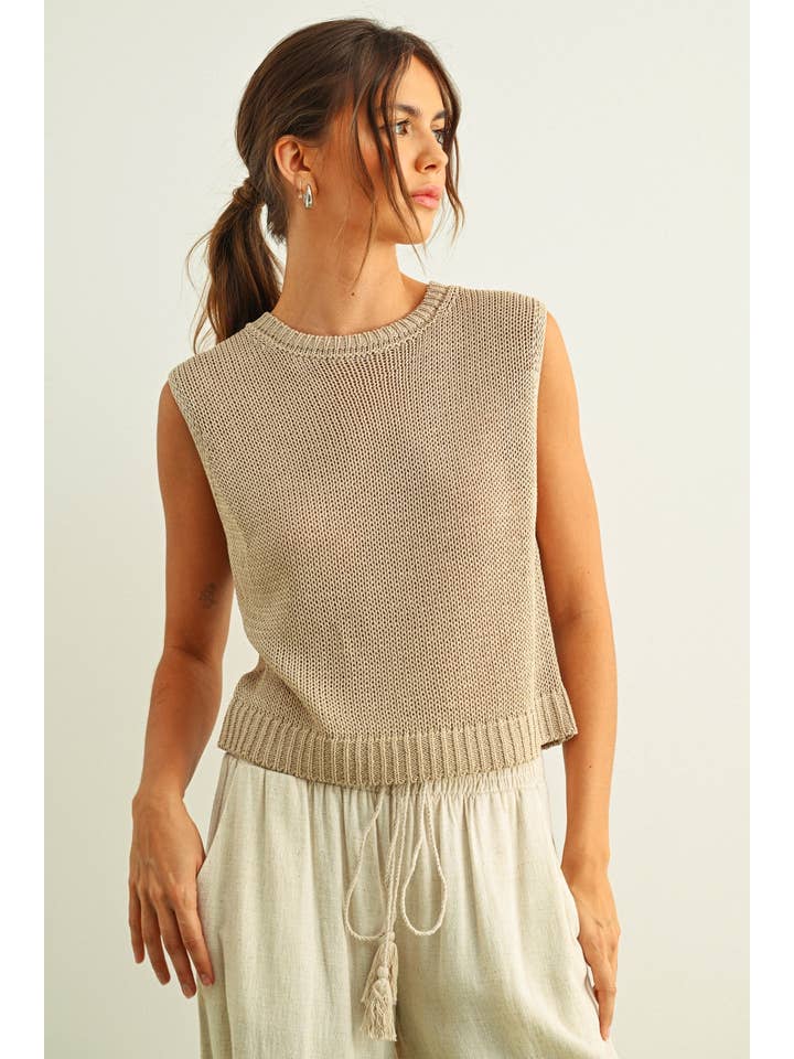 Sleeveless Knit Top in Stone