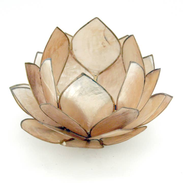 Smoke Capiz Lotus Bulb Candle Holder