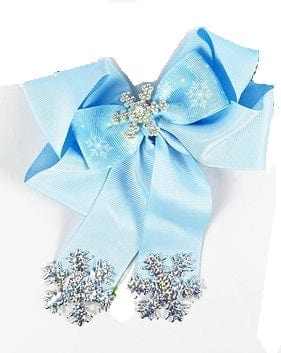 JHP Collection Snowflakes Ribbon Tail Hair Bow