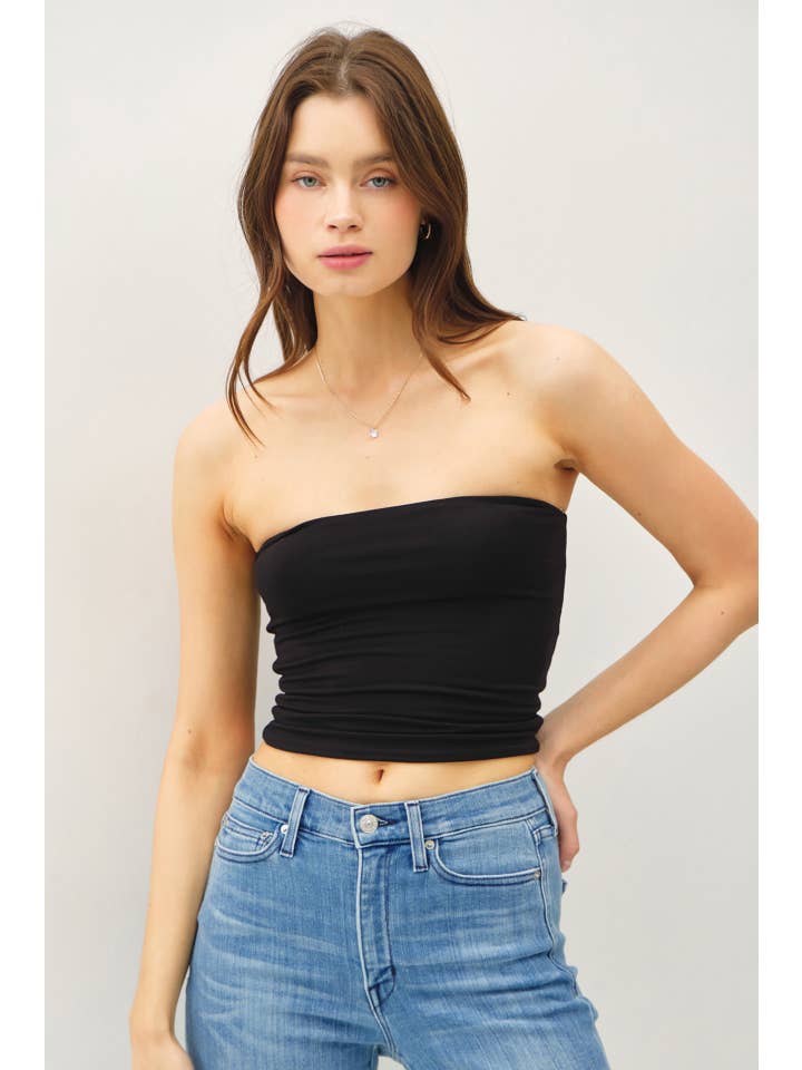Be Cool Soft Jersey Bandeau Crop Top in Black - Little Miss Muffin Children & Home