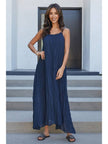 Spaghetti Strap Crinkle Gauze Maxi Dress