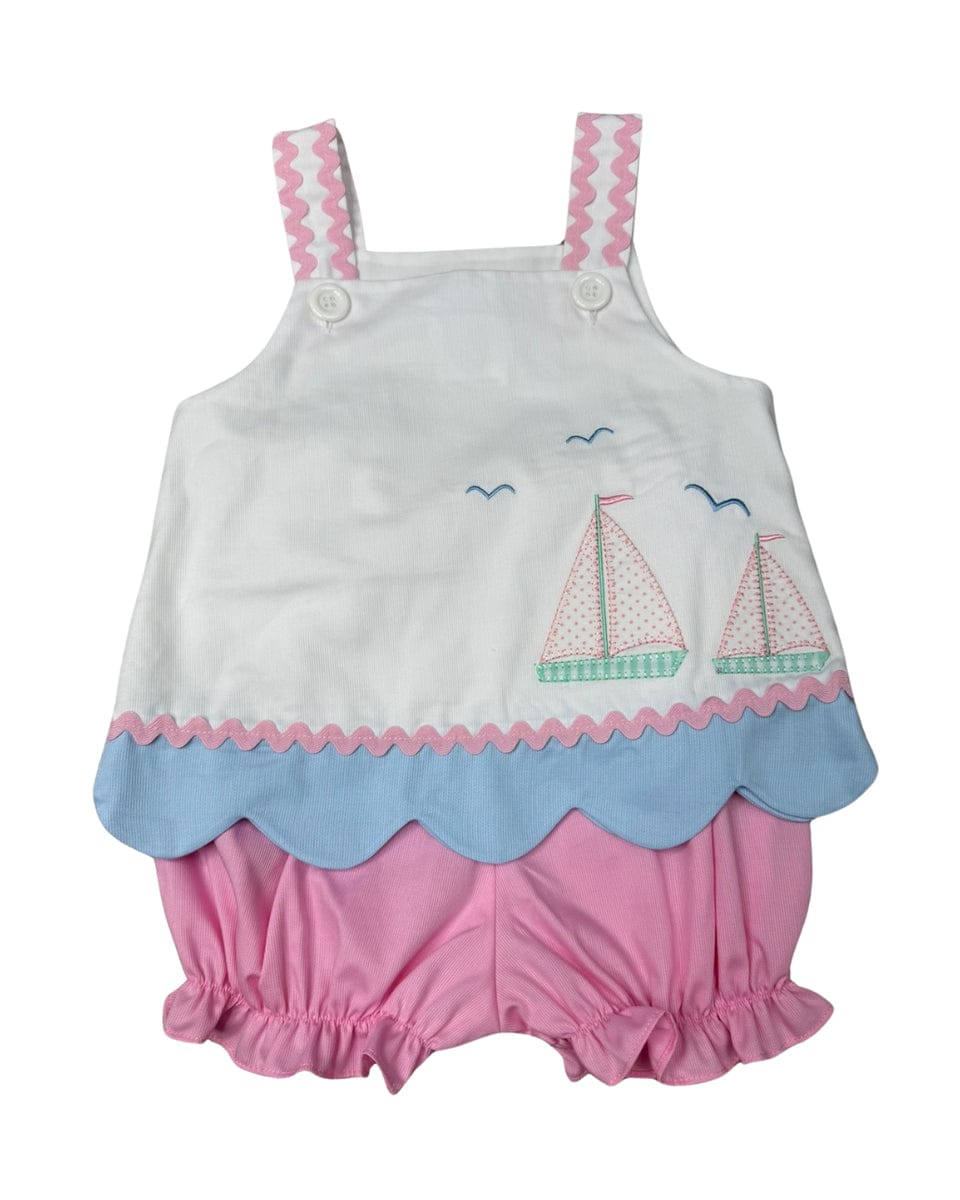 Whimsy Bay Kids St John Sailboats Applique Bloomer Set - Little Miss Muffin Children & Home