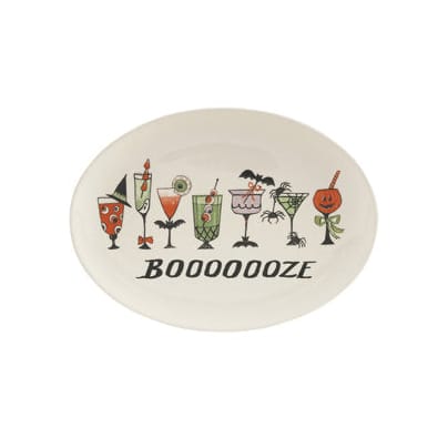 Stoneware Platter with Halloween Cocktails "Booooooze"