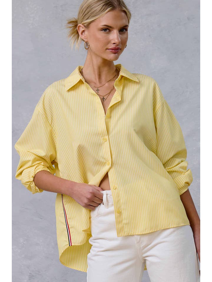 Stripe Button Down Shirt with Nautical Twill Tape