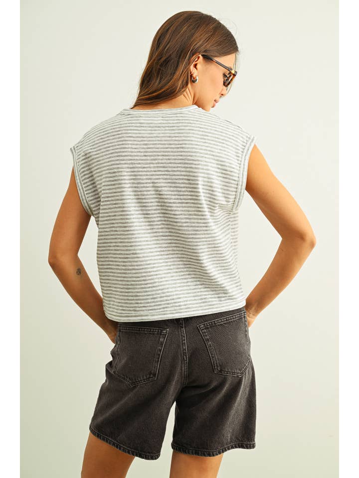 Stripe Pattern Slub Top