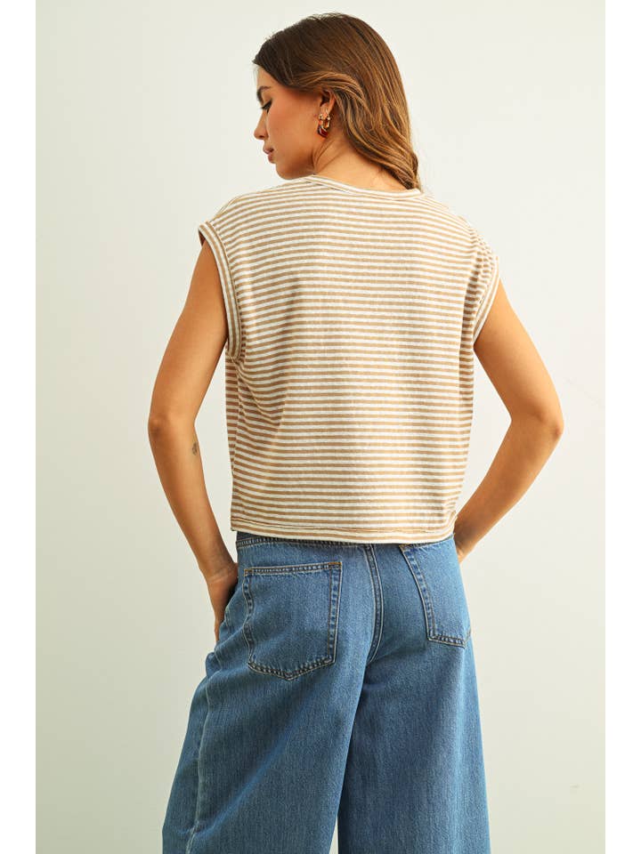 Stripe Pattern Slub Top
