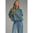 Stripe Short Puff Sleeve Top