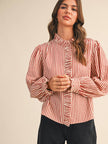 red stripe ruffle blouse