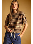 Striped Short Sleeve Knit Sweater