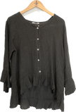 Oro Bonito Oro Bonito Long Sleeve Linen Button Down With Flared Hems - Little Miss Muffin Children & Home