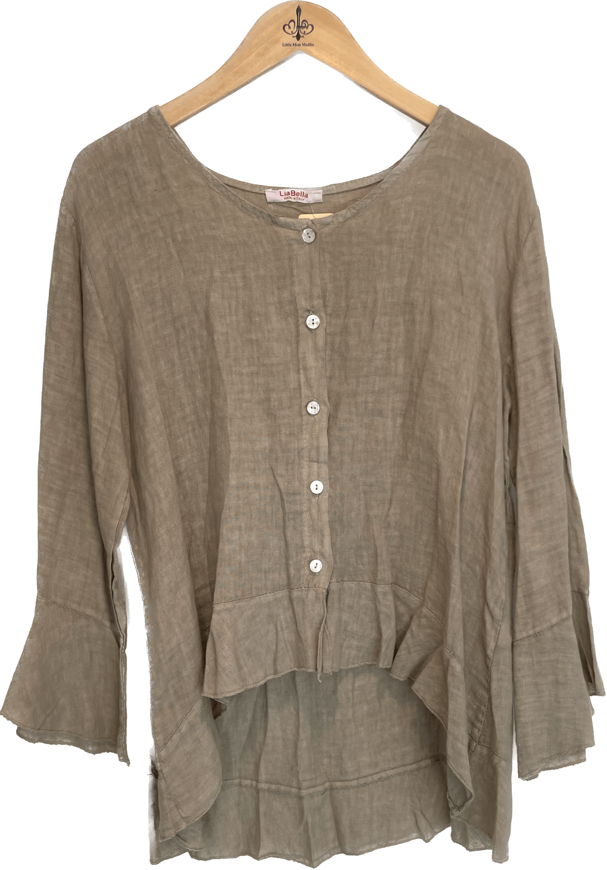 Oro Bonito Oro Bonito Long Sleeve Linen Button Down With Flared Hems - Little Miss Muffin Children & Home