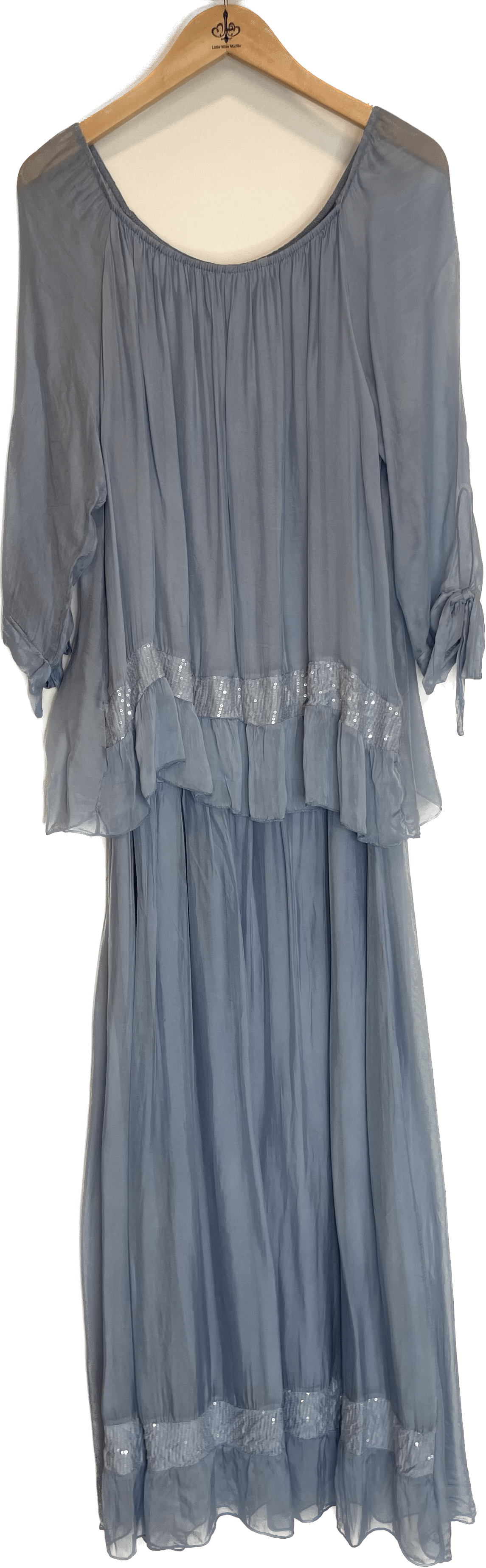 Oro Bonito Oro Bonito Off Shoulder Sequin Trim Maxi Dress - Little Miss Muffin Children & Home