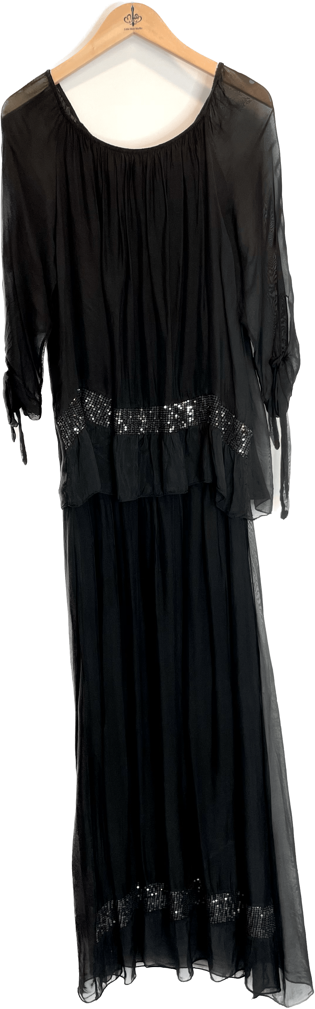 Oro Bonito Oro Bonito Off Shoulder Sequin Trim Maxi Dress - Little Miss Muffin Children & Home