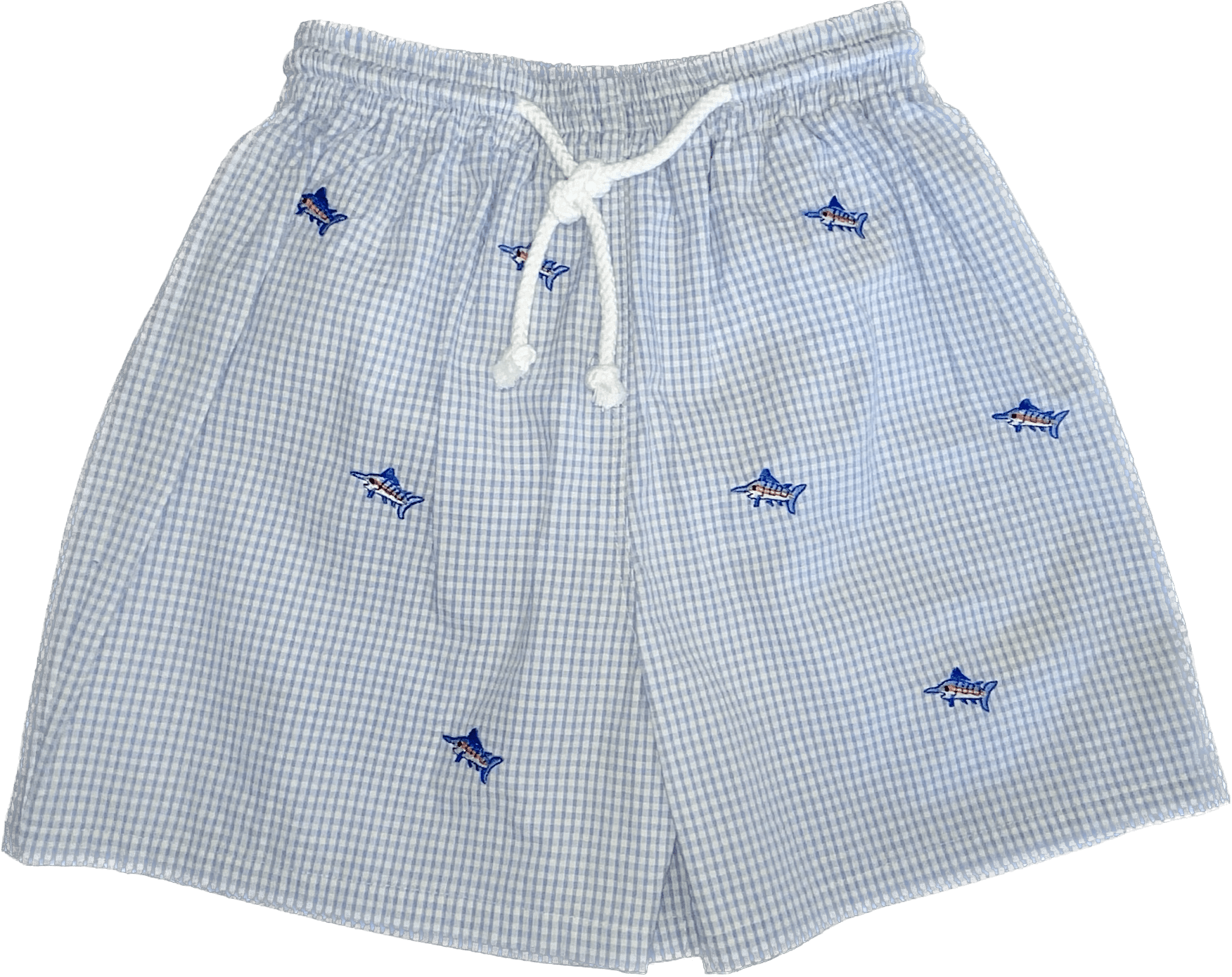 Vive La Fete Vive La Fete Sailfish Embroidered Seersucker Boys Bathing Suit - Little Miss Muffin Children & Home