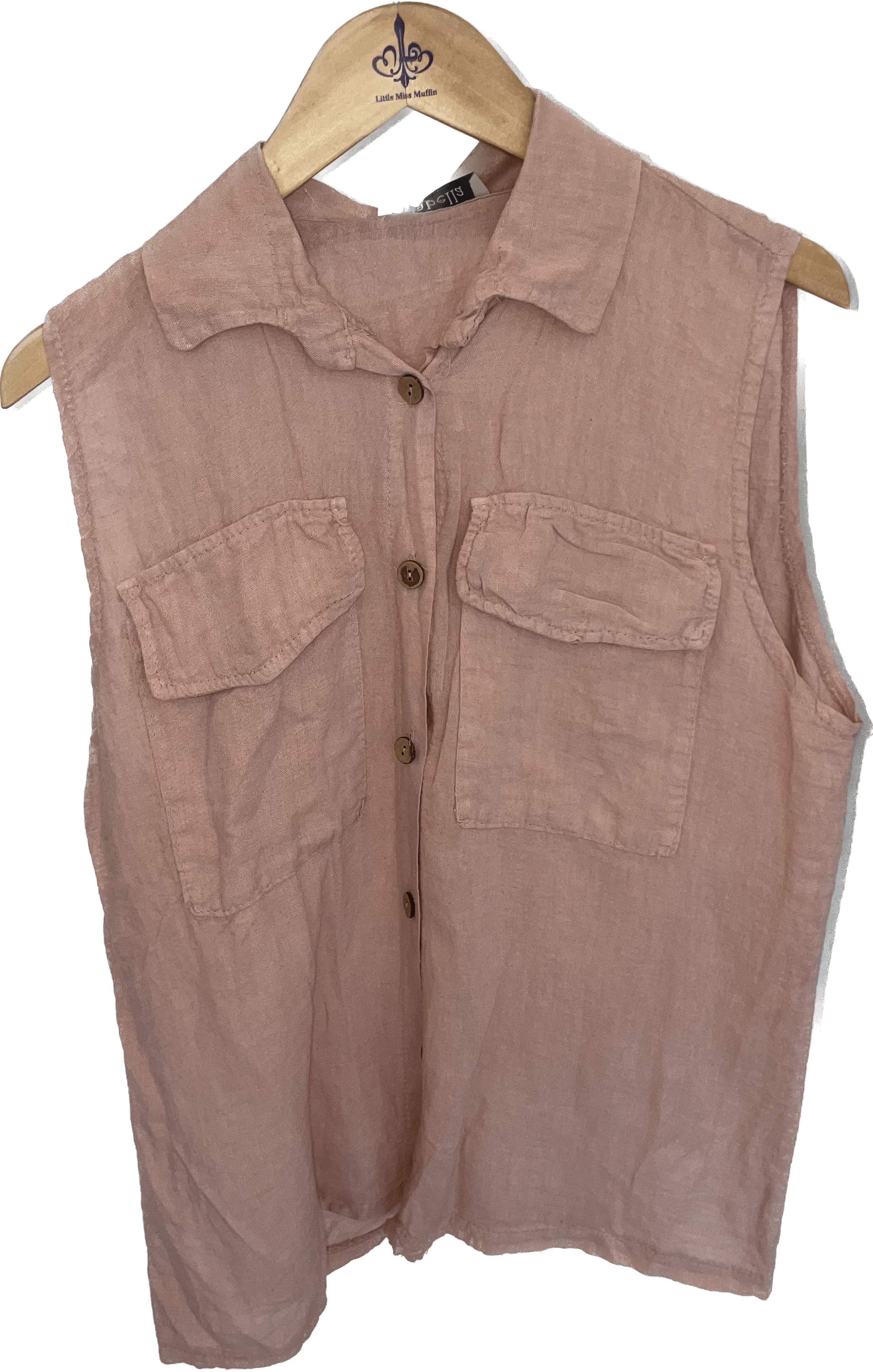Oro Bonito Oro Bonito Sleeveless Linen Camp Shirt - Little Miss Muffin Children & Home