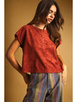 Suede Cap Sleeve Boxy Crop Top