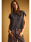 Suede Cap Sleeve Boxy Crop Top, 2 Colors Available