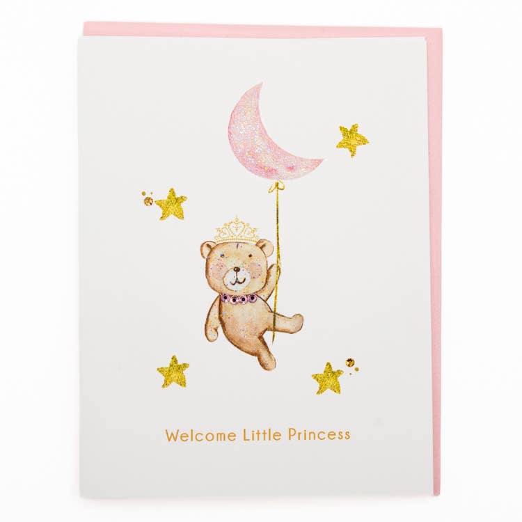 'Sweet Little Princess' Teddy Bear New Baby Greeting Card