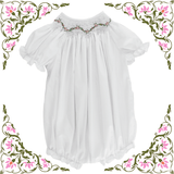 Bailey Boys White with Rose Vine Bishop Short Romper