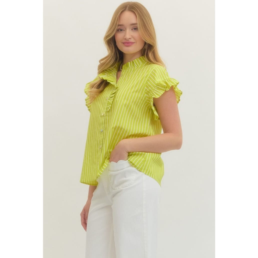 Lime Striped Short Sleeve Top
