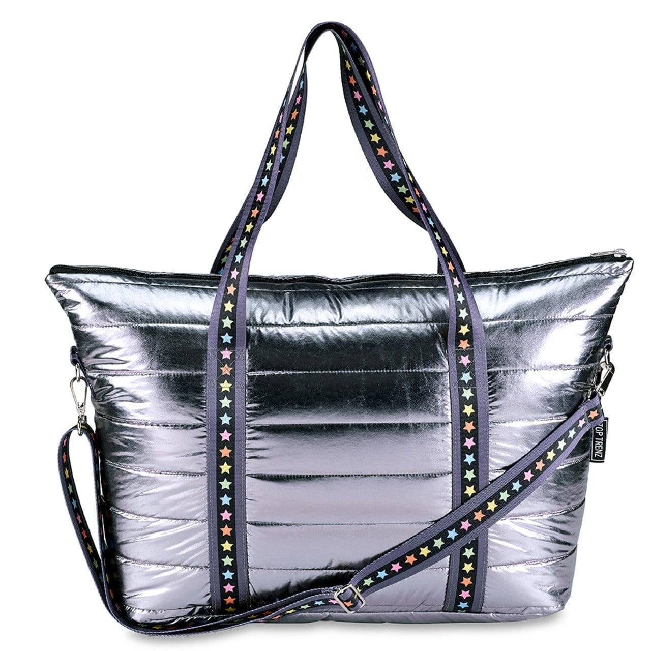 Top Trenz Top Trenz Gunmetal Puffer Tote with Multi Star Straps - Little Miss Muffin Children & Home